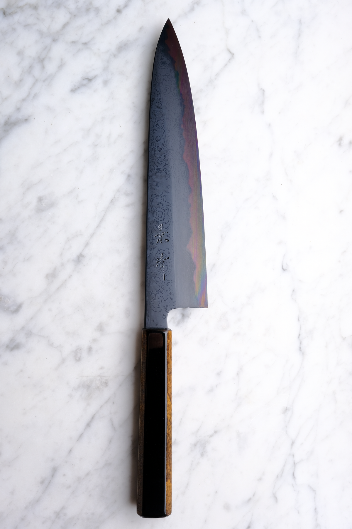 Kagekiyo - Blue #1 Black Damascus 240mm Gyuto - Akaro Handle