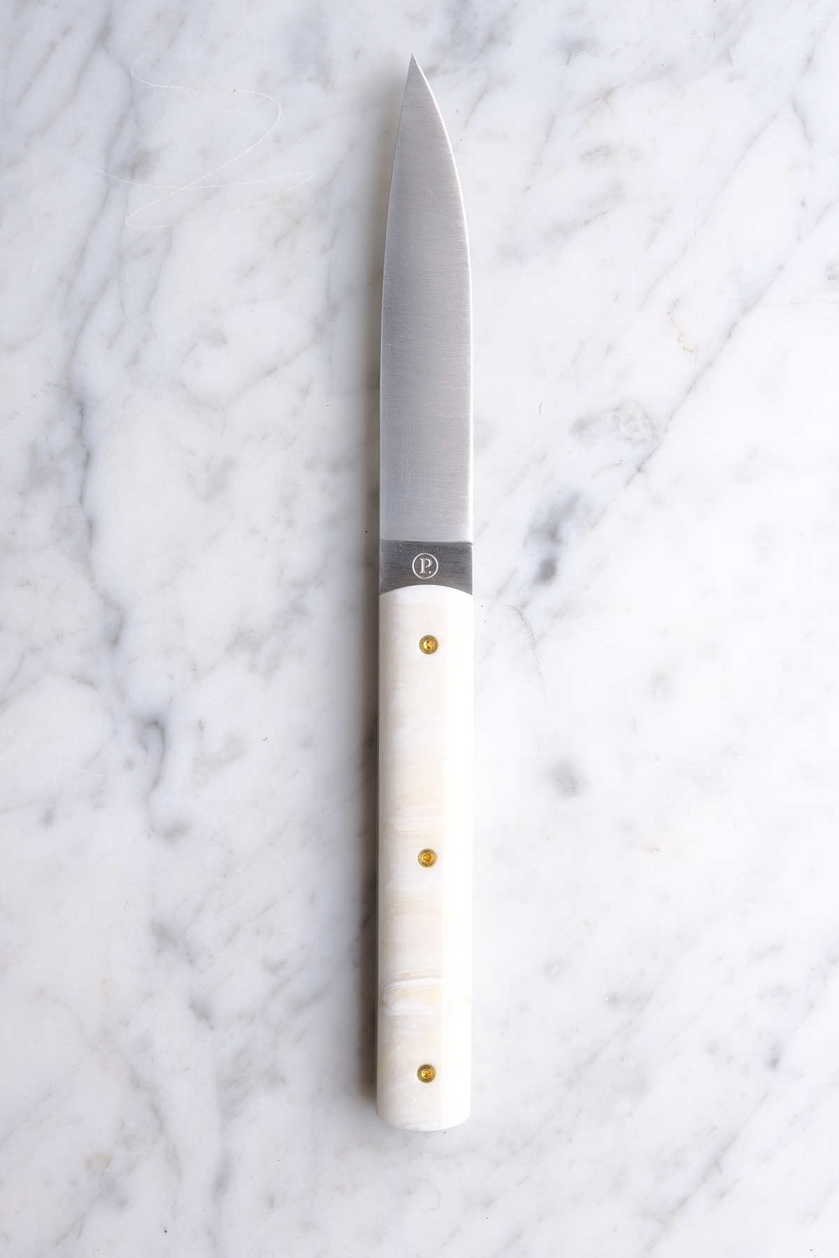 Perceval 9.47 Cream Krion with Gold Rivets Steak Knife
