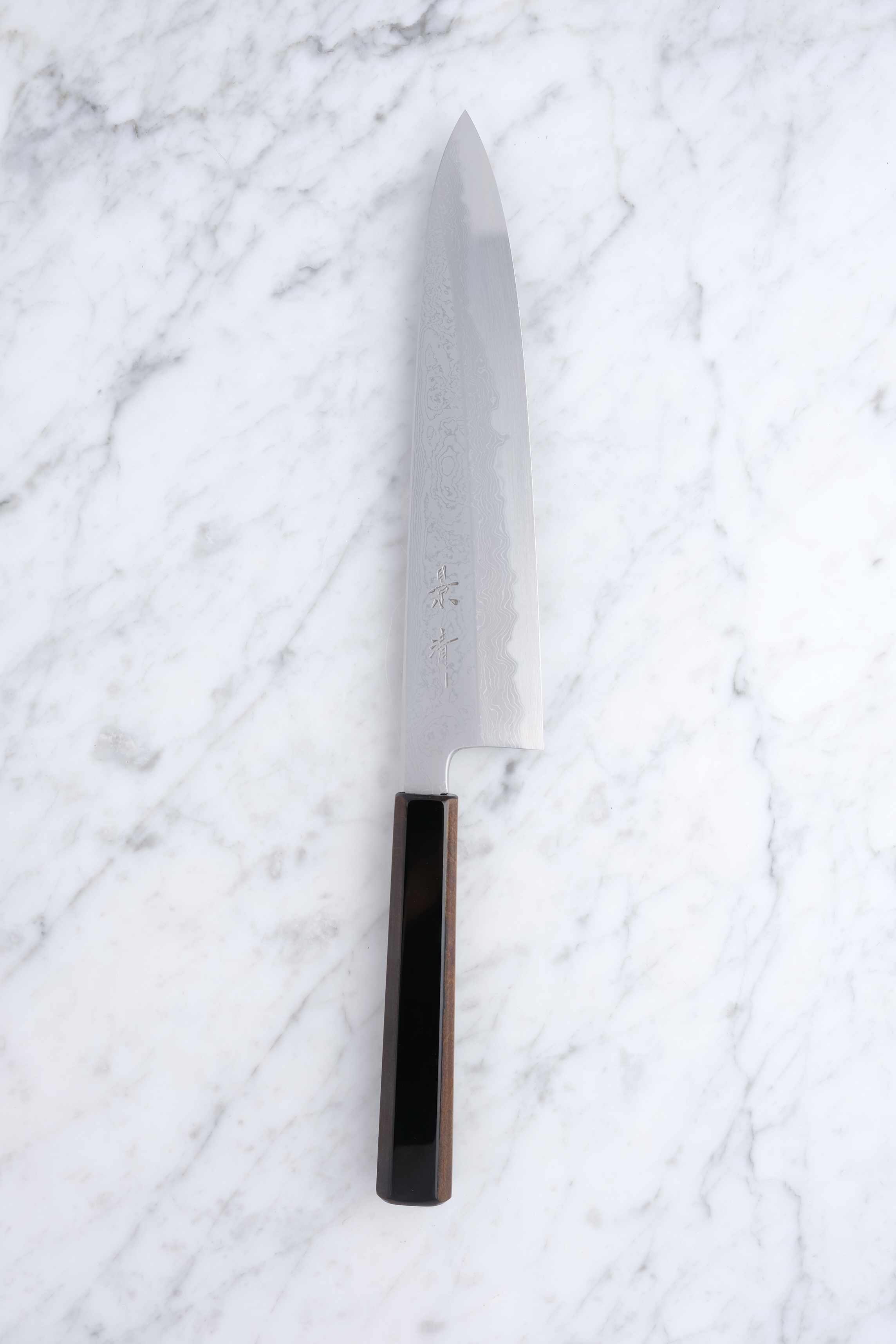 Kagekiyo Blue #1 Damascus Kuroro Handle - 240mm Gyuto