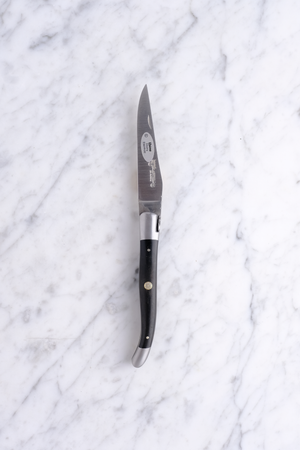 Laguiole Folding Knife 12cm - Ebony with white mosaic rivets & matte inlay